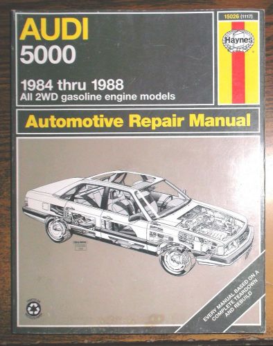 1984-1988 audi 5000 all 2wd gas haynes service shop auto repair manual 15026