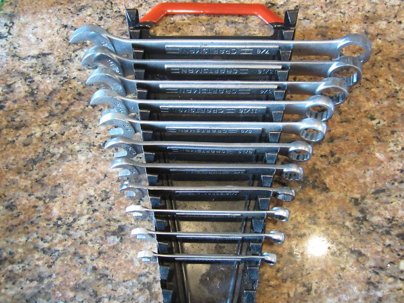 Craftsman sae 11 piece combination wrench set - 1/4" to 7/8" with rack