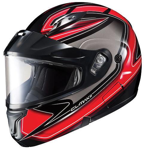Hjc cl-max ii zader snowmobile dual lens shield helmet black red white 3xl