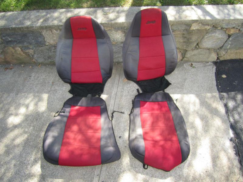 Jeep tj 97-02 wrangler - front seat cover set || red & gray