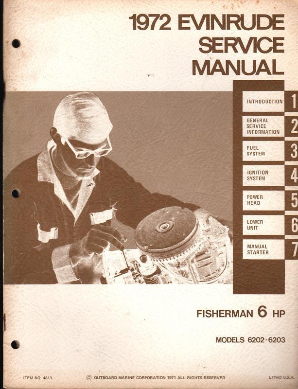1972 evinrude outboard fisherman  6 hp  models  service manual (972)