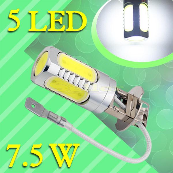 H3 high power 7.5w 5 led pure white fog head tail driving car light bulb lamp