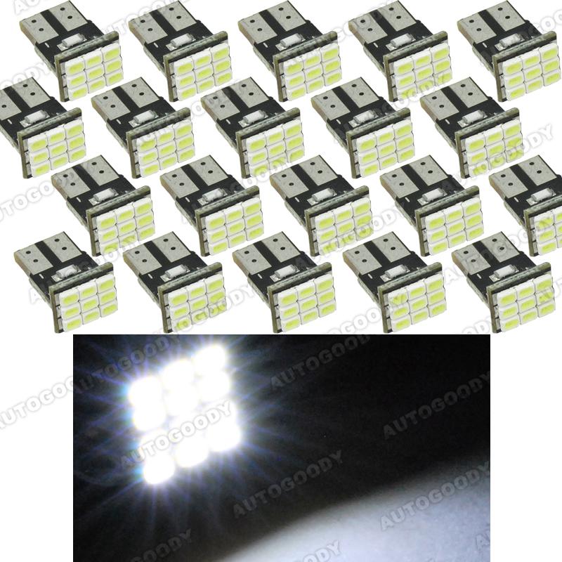 20 x white t10 led side marker dome map light bulbs 9-smd