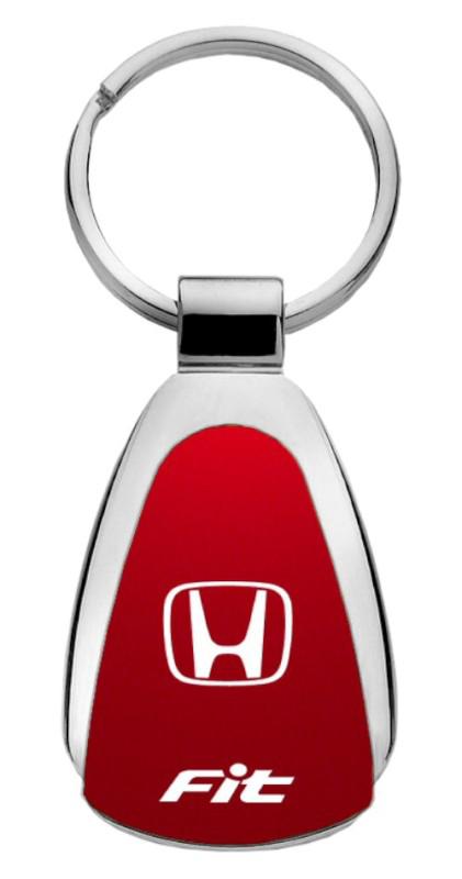 Honda fit red teardrop keychain / key fob engraved in usa genuine