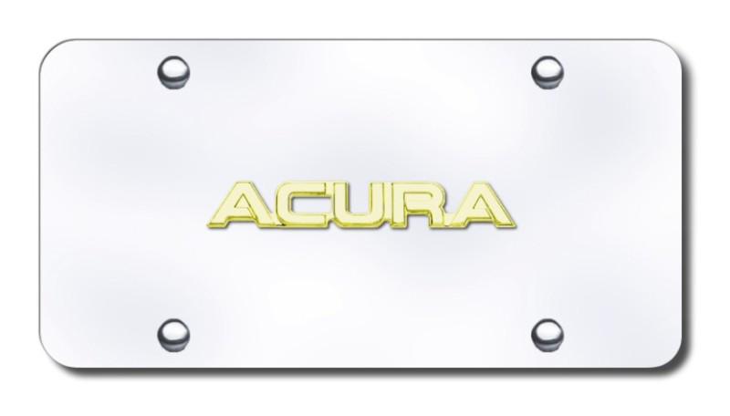 Acura name gold on chrome license plate made in usa genuine