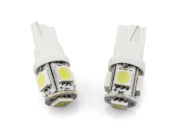 2pcs t10 194 168 w5w 5 smd led car side wedge tail light lamp bulb dc 12v white-
