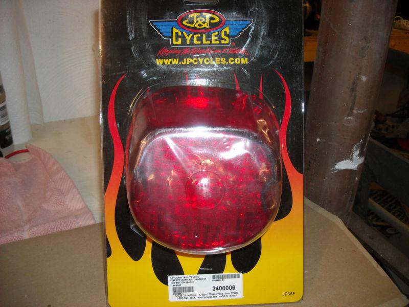 J&p cycles laydown taillight lens with tag window on bottom