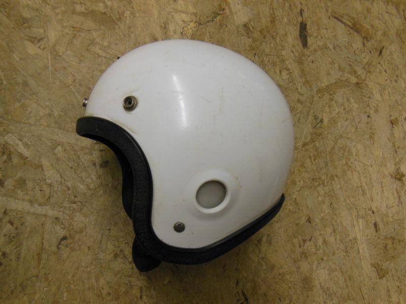 Vintage motorcycle crown c-1 helmet white, size xl, w/ chin strap