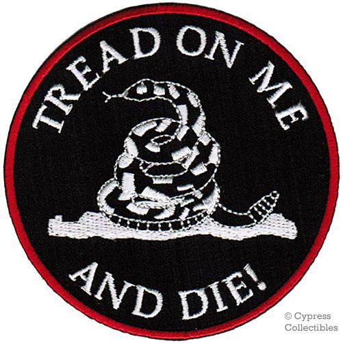 Tread on me and die - gadsden flag iron-on american biker patch embroidered usa