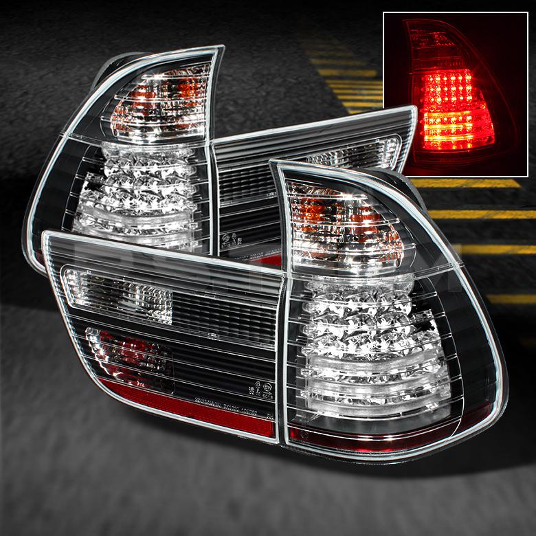 Black 00-06 bmw x5 e53 philips-led perform tail lights lamps upgrade left+right