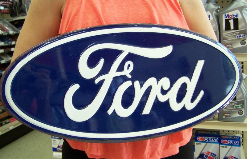 Sell Large Ford Blue Oval Vintage Look Embossed Metal Sign