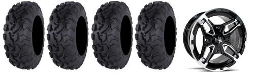 Msa black crusher 14" atv wheels 30" bajacross tires arctic cat wild cat