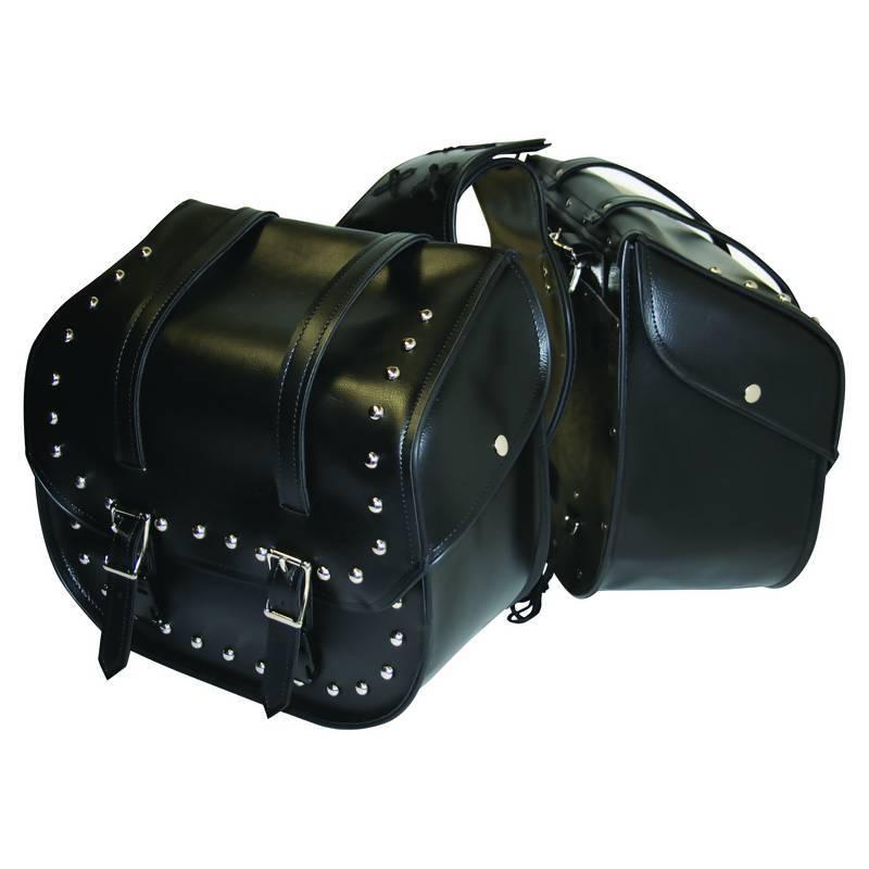 New!~diamond plate™ 2pc heavy-duty waterproof pvc studded motorcycle saddlebags!