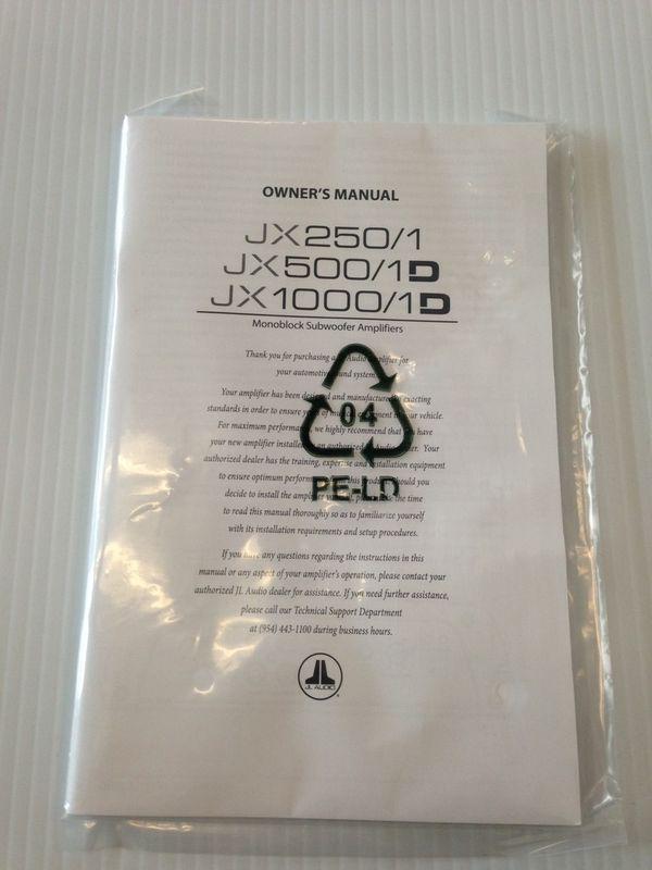 Jl  jx250/1 jx500/1d jx1000/1d new owner user manual