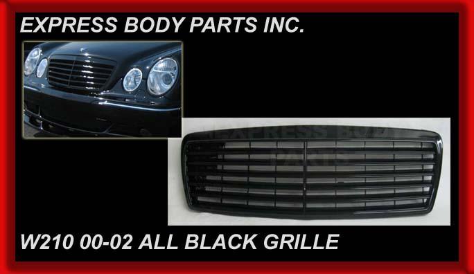 2000 2001 2002 e-class oe style all black shiny w210 e320 e430 amg grille new  