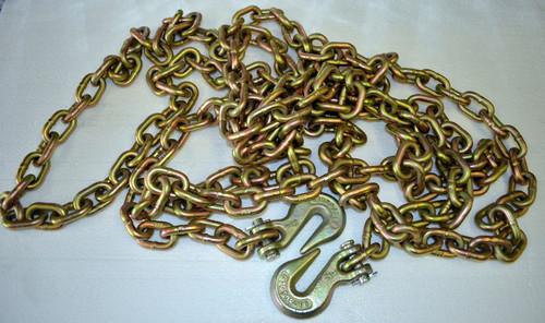 5/16" x 20' laclede grade 70 transport chain & grab hooks usa log tow chain new