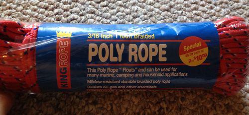Unopened poly rope braided 100ft 3/16in king rope red 40lb utility rope