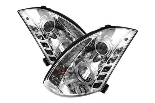 Spyder ig35032ddrlc chrome clear projector headlights head light w leds