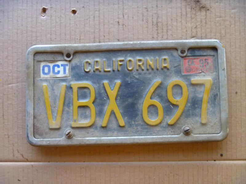 *rare* 60's 70's california state licence tag plate black/yellow bd vintage cool