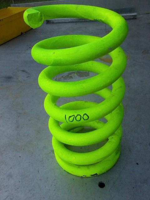 Front spring 1000# 5" dia. 10" height, ground flat one end nascar imca racing