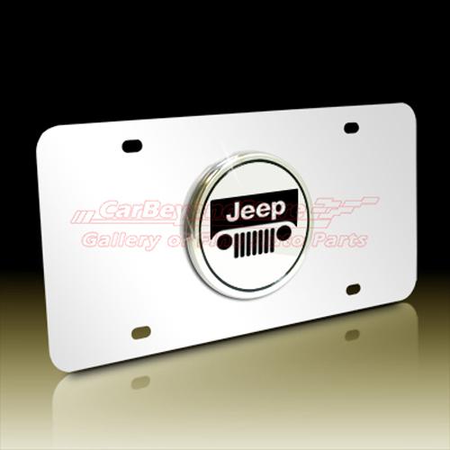 Jeep grill logo chrome stainless steel license plate, lifetime warranty + gift