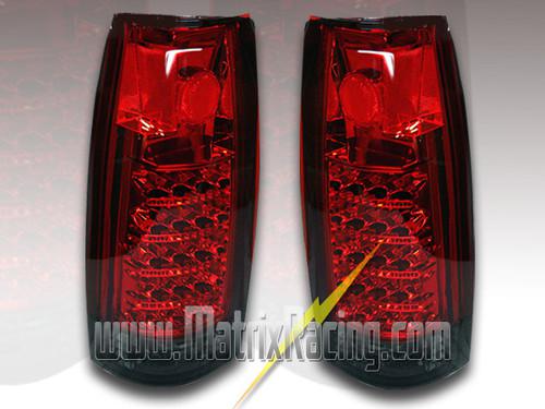 88-98 chevy c/k full size c10 red led brake tail lights left + right rear lamps