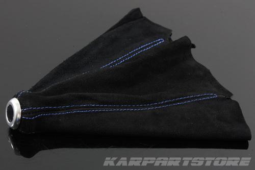 Universal usa track alcantara black suede blue stitched manual auto shift boot