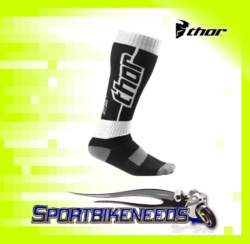 Thor 2012 mx socks short black white motocross size 6-9