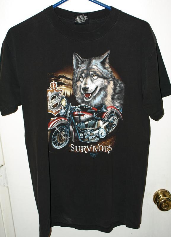 Vtg 1991 3d emblem fort worth texas harley davidson survivors t-shirt-motorcycle