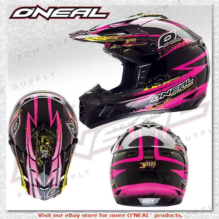 O'neal racing 3 series women minx motocross mx motorcycle helmet dot, ece 22/04