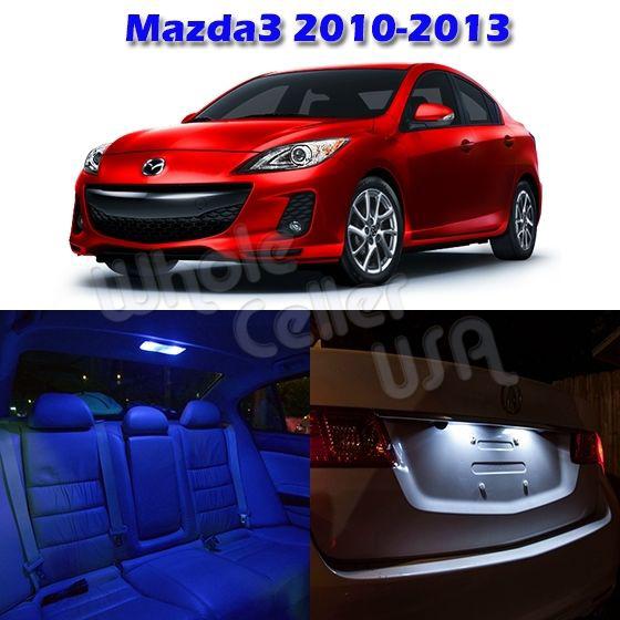 6 blue interior led light package for mazda 3 2010-2013 sedan & hatchback +gift