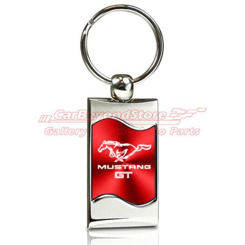 Ford mustang gt red spun brushed metal key chain, keychain, key ring + free gift