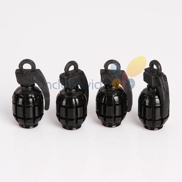 4x black grenade tyre cover valve caps stem for car bicycle motor wheel decor