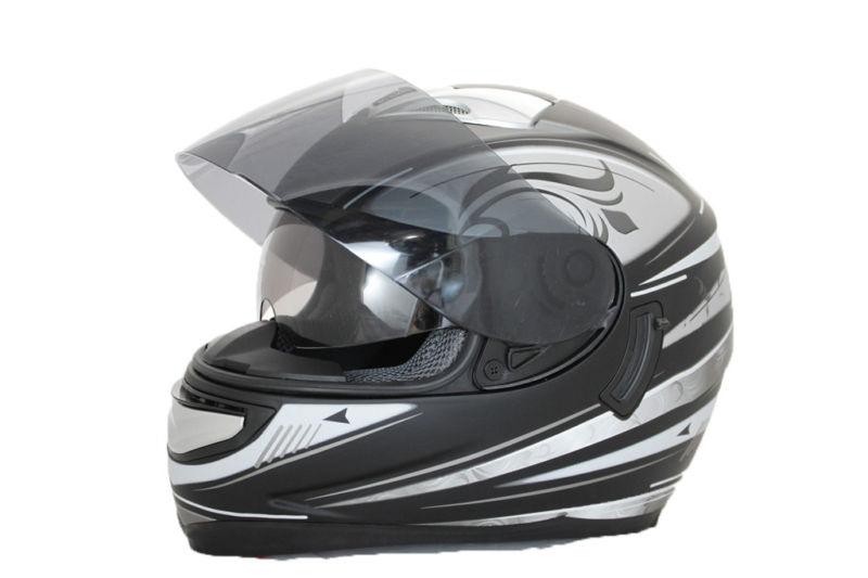 Faze phoenix black silver dual visor air pump motorcycle helmet full face