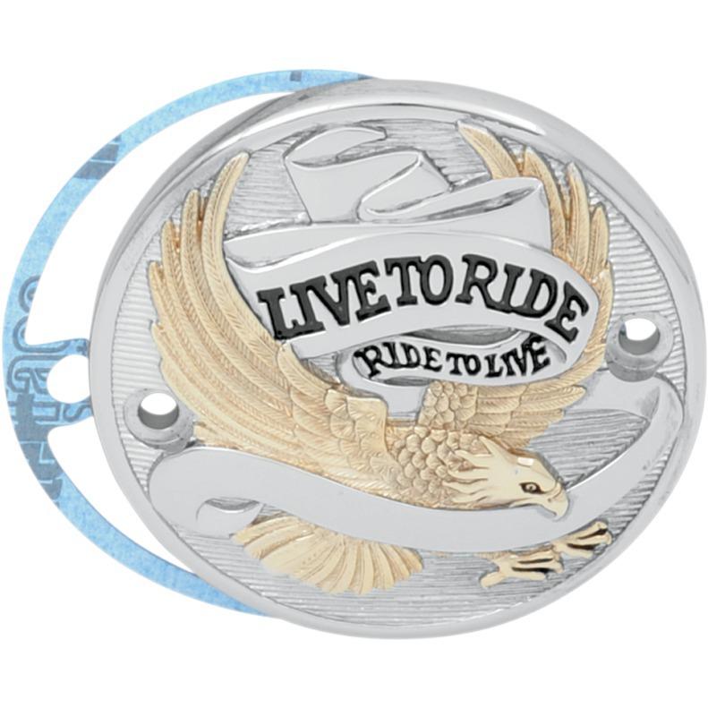 Gold live to ride eagle points cover for harley evo softail sportster dyna 
