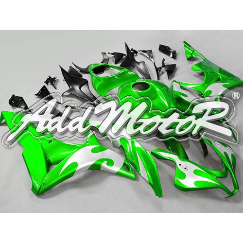 Injection molded fit 2007 2008 cbr600rr 07 08 flames green fairing 67n23