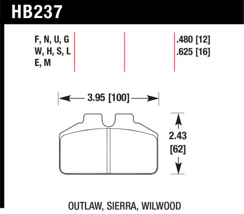 Hawk hb237e.625 blue 9012 brake pad wilwood bridge bolt ap racing outlaw .625
