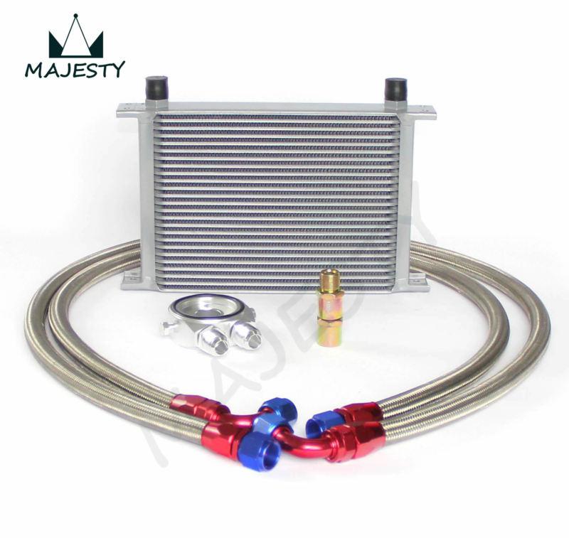 25 row an-10an universal engine transmission oil cooler + filter kit silver