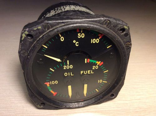 Aircraft triple gauge fuel oil pressure oil temperature 12 or 24 vdc ms 28043-1