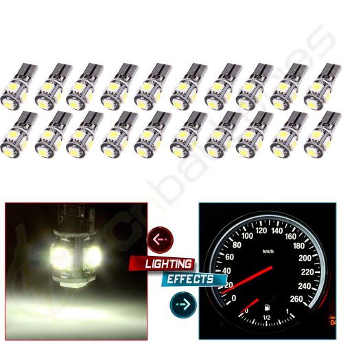 20pcs white bulbs t10 w5w 194 168 license plate light lamp canbus error free led
