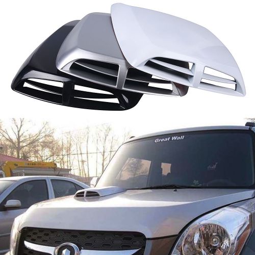 Car decorative air flow intake hood scoop vent bonnet cover white universal auto