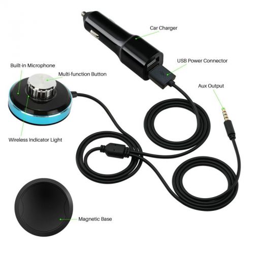 3.5mm aux speakerphone dual usb car charger bluetooth music receiver adapter