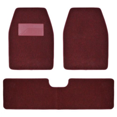 Van/club cab truck floor mats in burgundy - quality carpet rug 3pc w/ rear liner