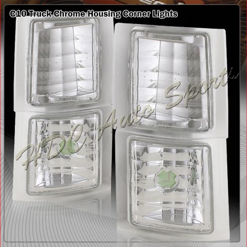 For 1994-1998 chevrolet c10 chrome housing clear lens turn signal corner lights