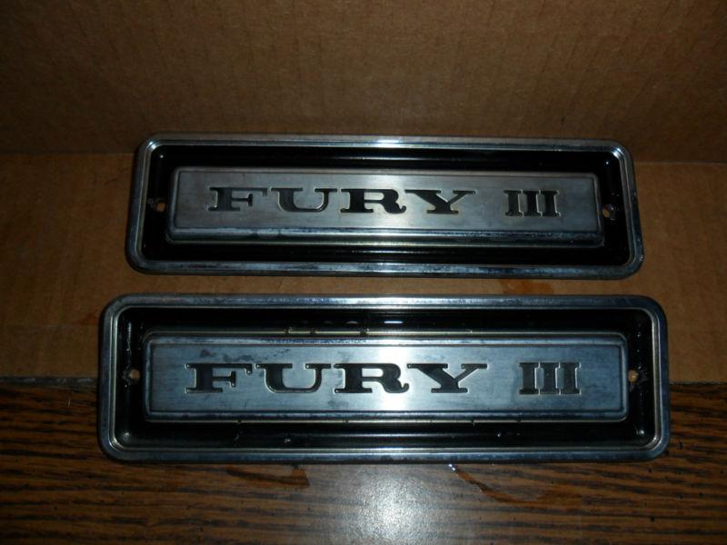 1969 plymouth fury iii original pair of fender emblems 