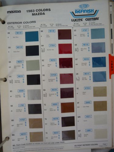 1983 mazda color chips world color sheet dupont refinish 80-82 info