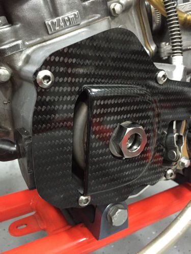 Carbon fiber fly wheel cover. shifter kart honda cr125 stock moto skusa