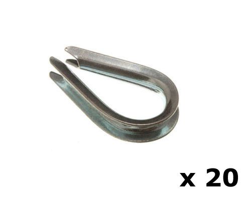 20 x marine wire rope thimble commercial grade zinc plated steel 4mm 4.0mm 5/32