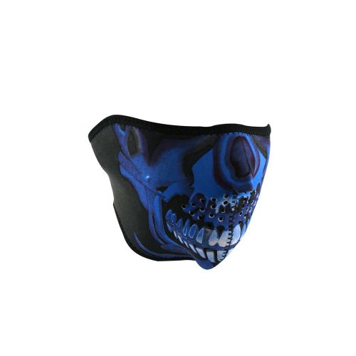 Blue chrome skull motorcycle biker ski paintball neoprene face mask half face