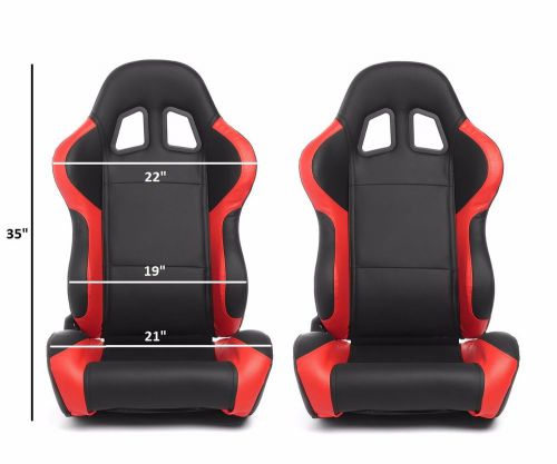 Left+right pair red/black trim pvc leather carbon fiber racing seats bmw e30 e36